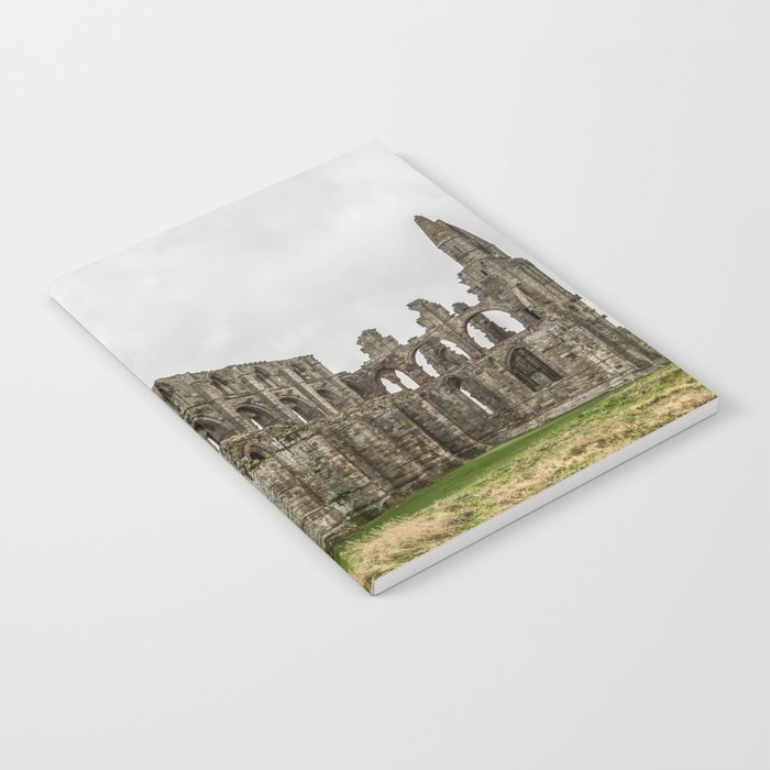 Great Britain Photography - Whitby Abbey Under The Gray Cloudy Sky Notebook