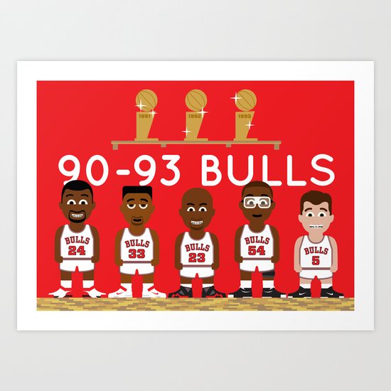 3-Peat Bulls Art Print