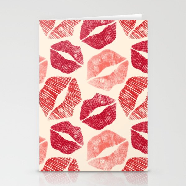 Pattern Lips in Red Lipstick Stationery Cards