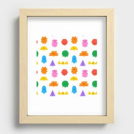 Diverse colorful geometric shape cartoon character seamless pattern Recessed Framed Print