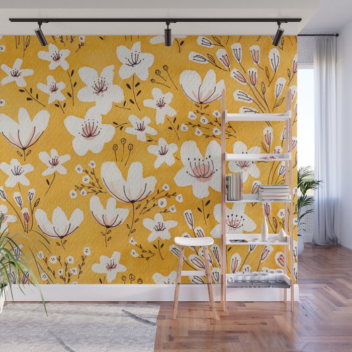 Yellow Meadow of Flowers Wall Mural