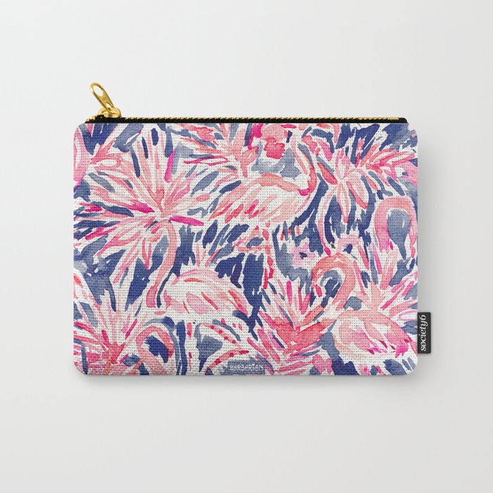 FLAMER LAGOON Navy Pink Flamingo Print Carry-All Pouch