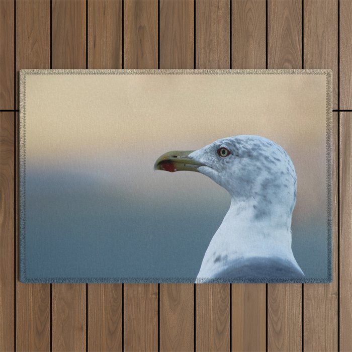 Seagull Bird Portrait Closeup Outdoor Rug