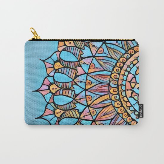 Bloom Mandala in Turquoise Carry-All Pouch