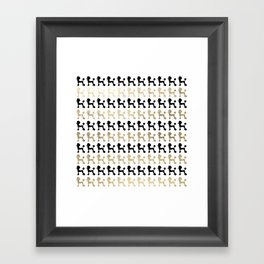 Elegant trendy black gold cute poodle dogs pattern Framed Art Print