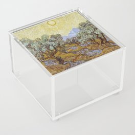 Vincent van Gogh's Olive Trees With Yellow Sky and Sun Acrylic Box