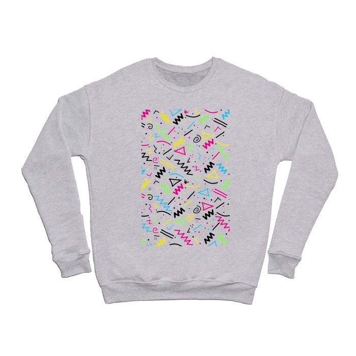 Retro 80 s 90 s Neon Pink Green Blue Yellow Doodle Crewneck Sweatshirt by BlackStrawberry