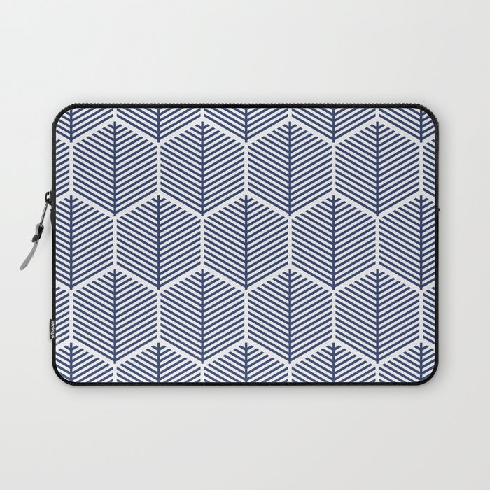 Blue Hexagonal Leaf Pattern Laptop Sleeve