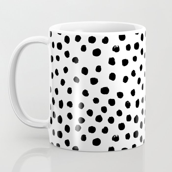 Simple modern black white hand painted stripes dots pattern Coffee Mug by  Pink Water