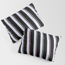 [ Thumbnail: Salmon, Dark Slate Gray, Lavender, and Black Colored Lined Pattern Pillow Sham ]