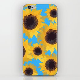 yellow sunflowers on a blue background iPhone Skin
