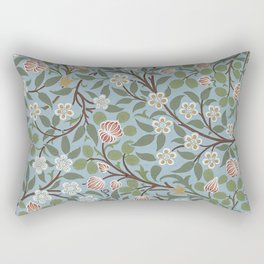 William Morris Vintage Blue Clover Floral Pattern -Botanical Victorian Design Rectangular Pillow