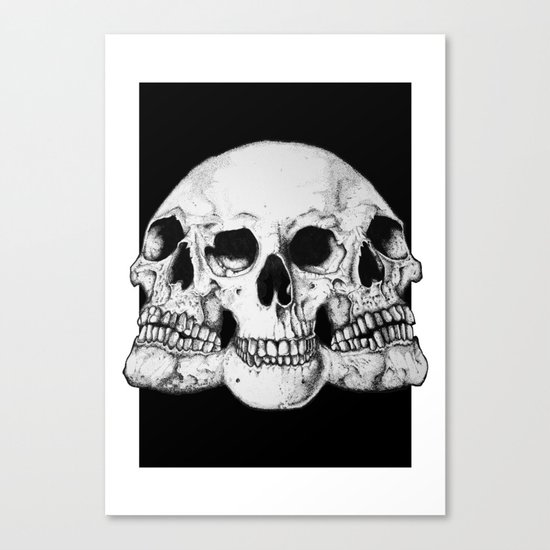 Threesome Skull - Black version Canvas Print