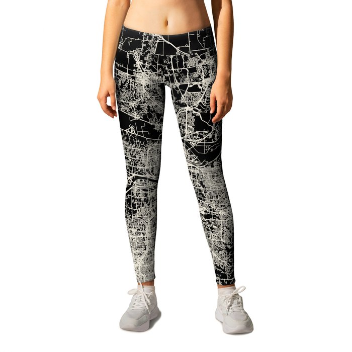 Kansas City - Black and White City Map Leggings