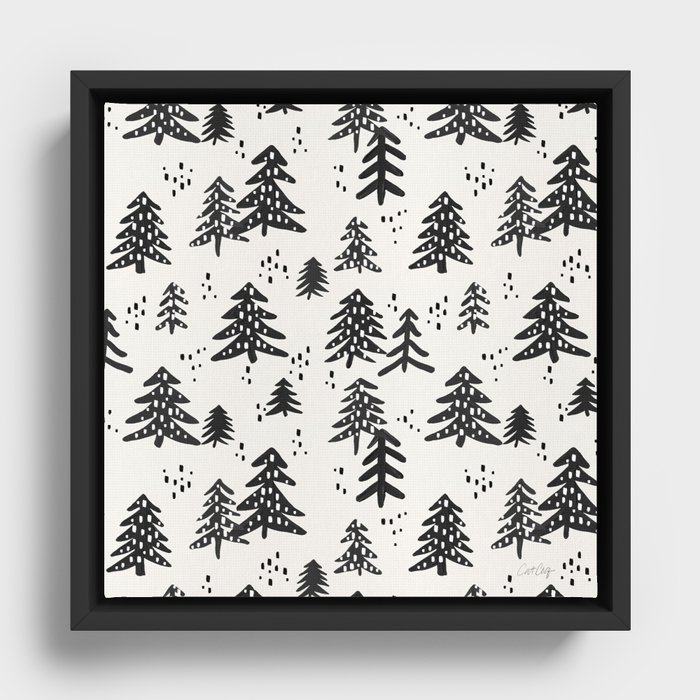 Christmas Trees Pattern – Black Framed Canvas