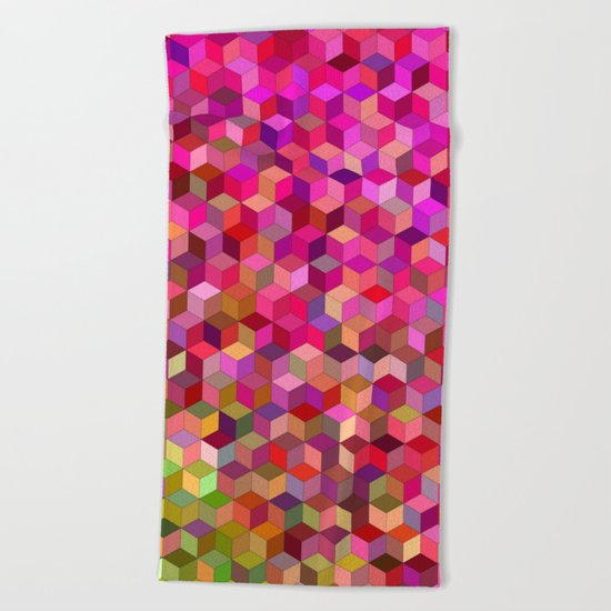 Girly cube structure Beach Towel