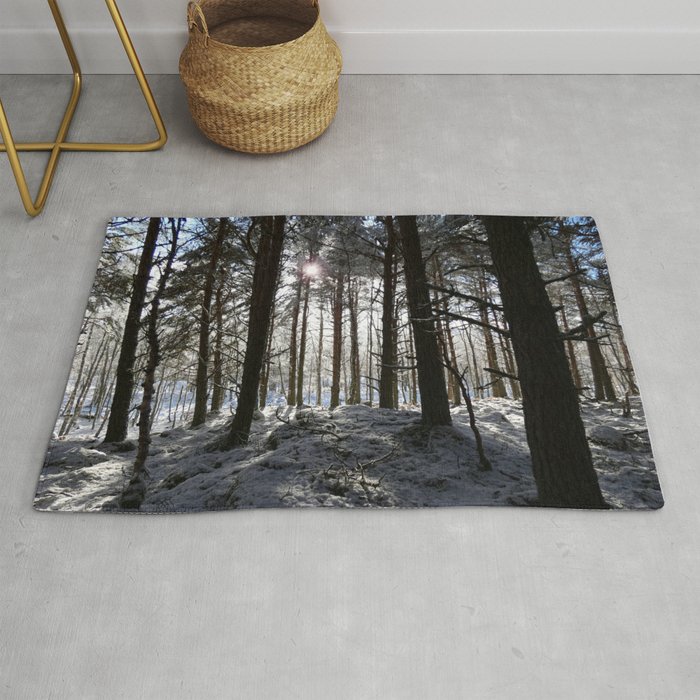 Amongst the Snow Laden Trees  Rug