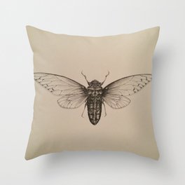Cicada Drawing Throw Pillow