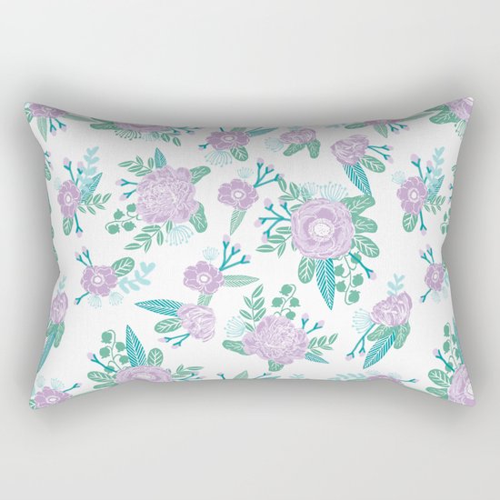 Floral bouquet pastel mint lilac florals painted painted pattern basic minimal pattern print Rectangular Pillow