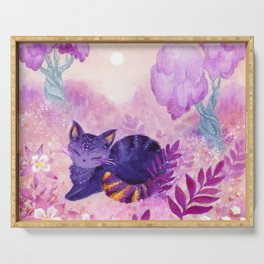Lavender Cat in Wonderland Serving Tray