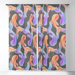 Swimming Duo on Black Sheer Curtain