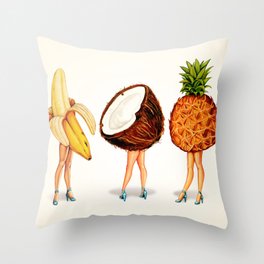 Tropical Fruit Pin-Ups Throw Pillow