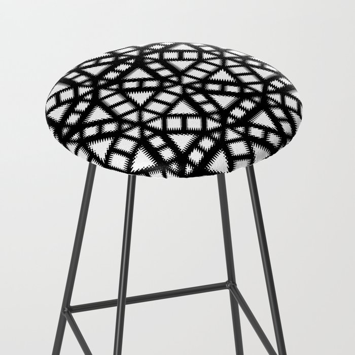 Black and White Pinwheel Pattern Illustration - Digital Geometric Artwork Bar Stool