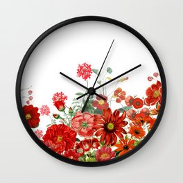 Vintage & Shabby Chic - Red Summer Flower Garden Wall Clock