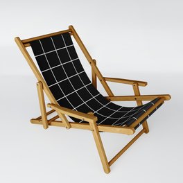 Grid Pattern Line Stripe Black and White Minimalist Geometric Stripes Lines Drawing Sling Chair