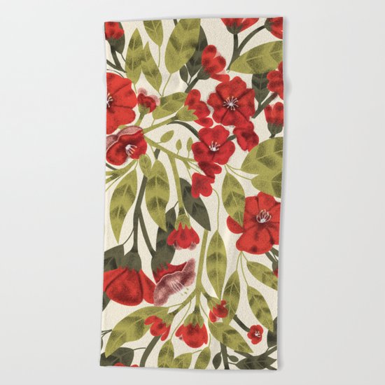Red Garden Beach Towel