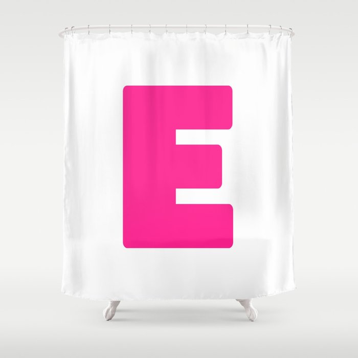 E (Dark Pink & White Letter) Shower Curtain
