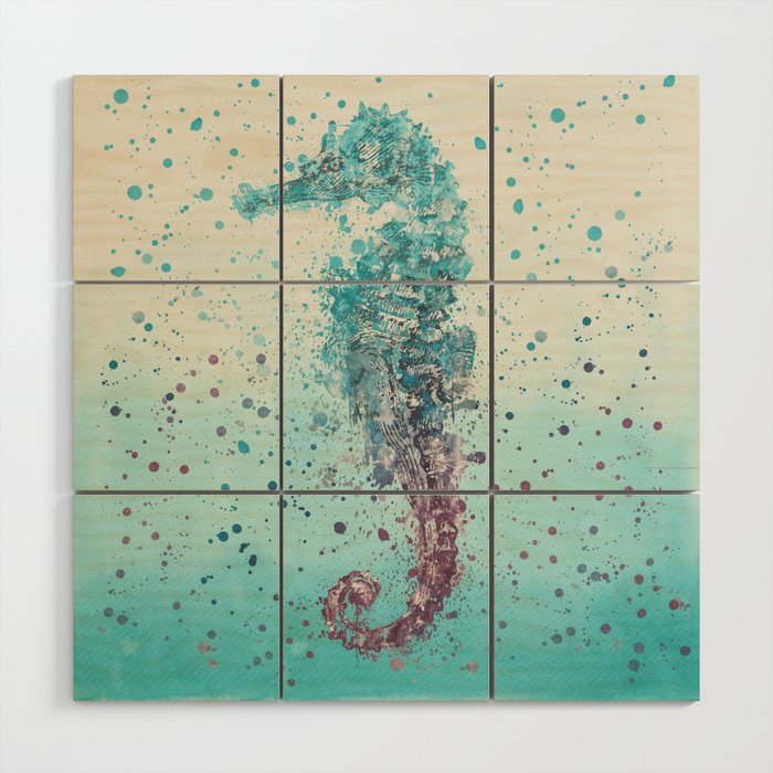 Seahorse Marine Life Turquoise Watercolor Art Wood Wall By Seahorse Marine Life Turquoise Watercolor Art Wood Wall