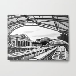 Union Station // Train Travel Downtown Denver Colorado Black and White City Photography Metal Print