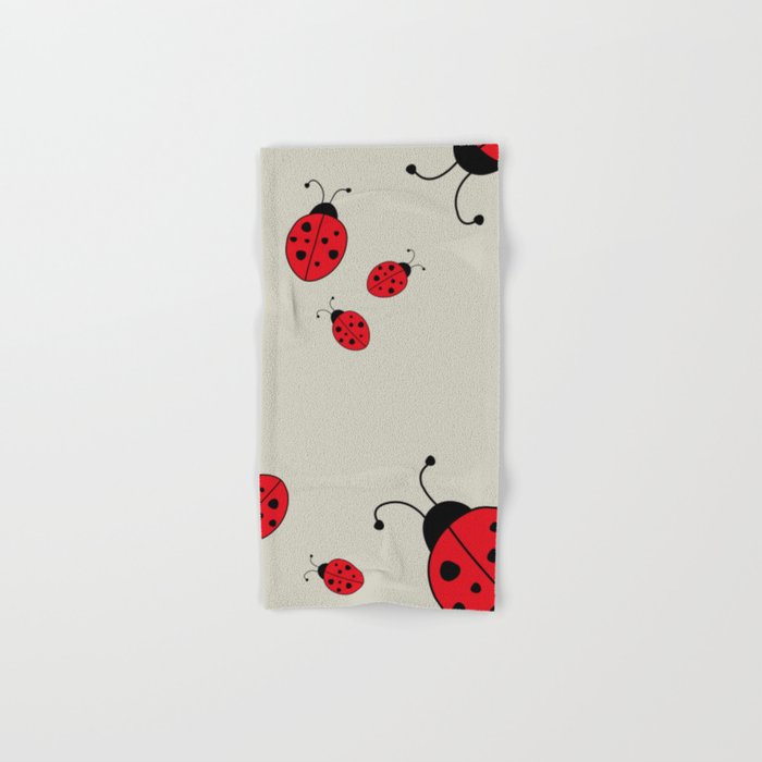 Ladybugs-Beige+Red Hand & Bath Towel