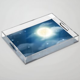 Magical Midnight Moon Starry Night Sky Acrylic Tray