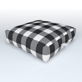 Black and White Country Buffalo check Outdoor Floor Cushion