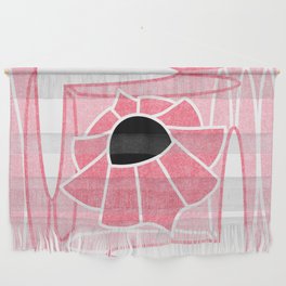 Mid Century Modern Boxed Flower Pattern // Blush Pink, Rose Pink, Black and White Wall Hanging