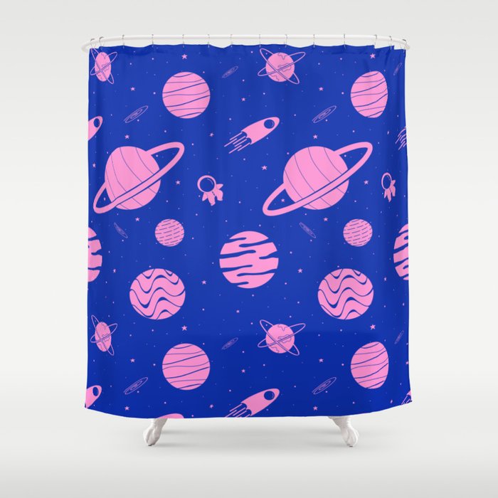 pinky planet(blue) Shower Curtain