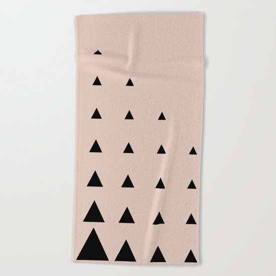 Black Triangles on Blush Beach Towel