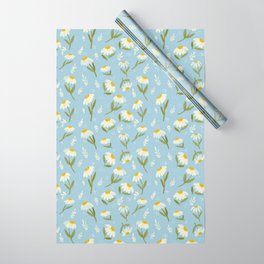 Pretty little daisy pattern in blue background Wrapping Paper
