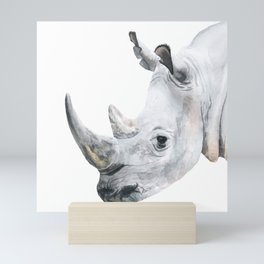 Watercolor Rhino Handpainted African Animal Art Rhinoseros Painting Safari Animals Big Five Portrait Mini Art Print