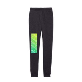 Yellow to Green Geometric Wireframe Abstract Pattern Design Kids Joggers