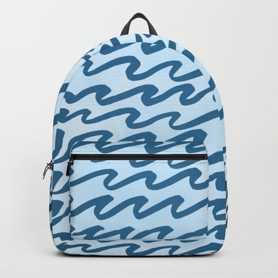 Abstract Metallic Sea Waves Saltwater Taffy Teal on Blue Raspberry Backpack