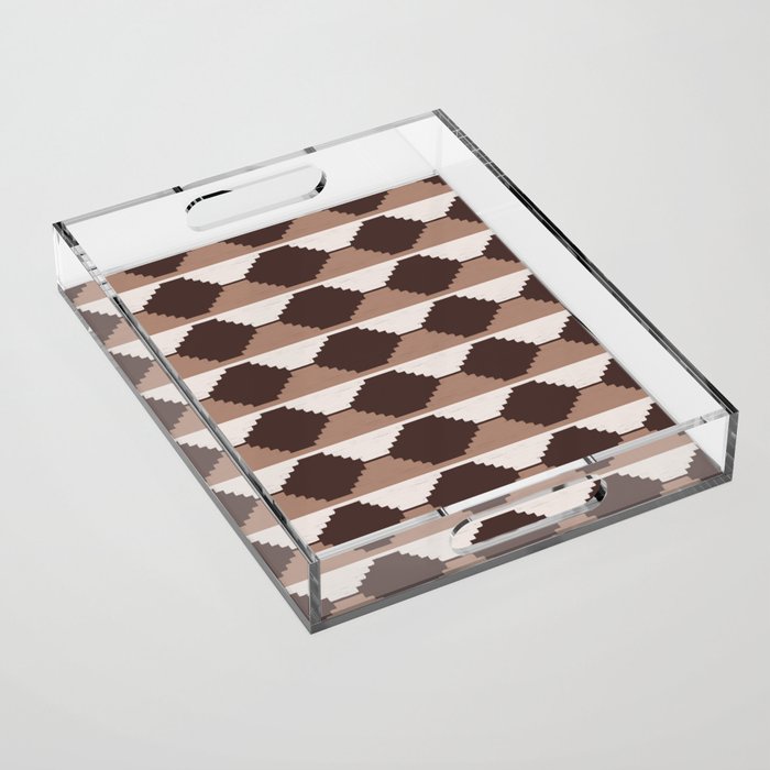 Brown + Tan Southwest Ethnic Kilim Acrylic Tray