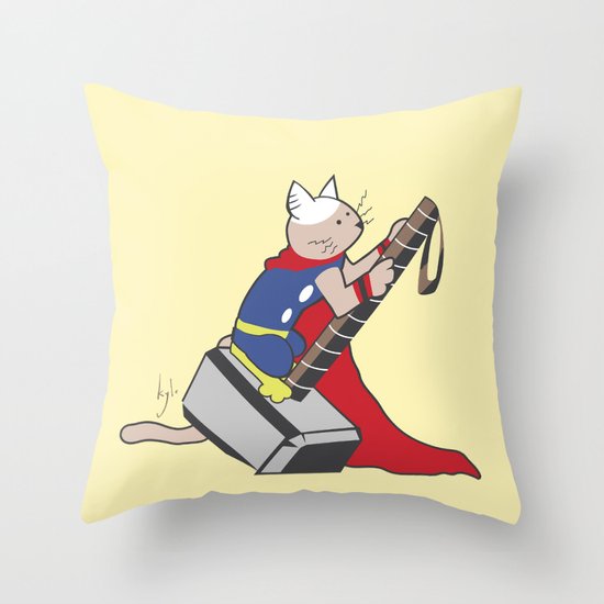 The Catty Thor Throw Pillow