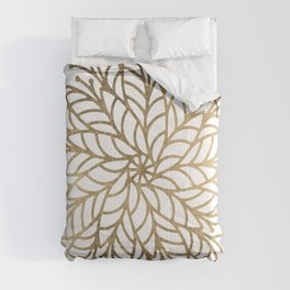 Elegant white faux gold floral trendy mandala Comforter