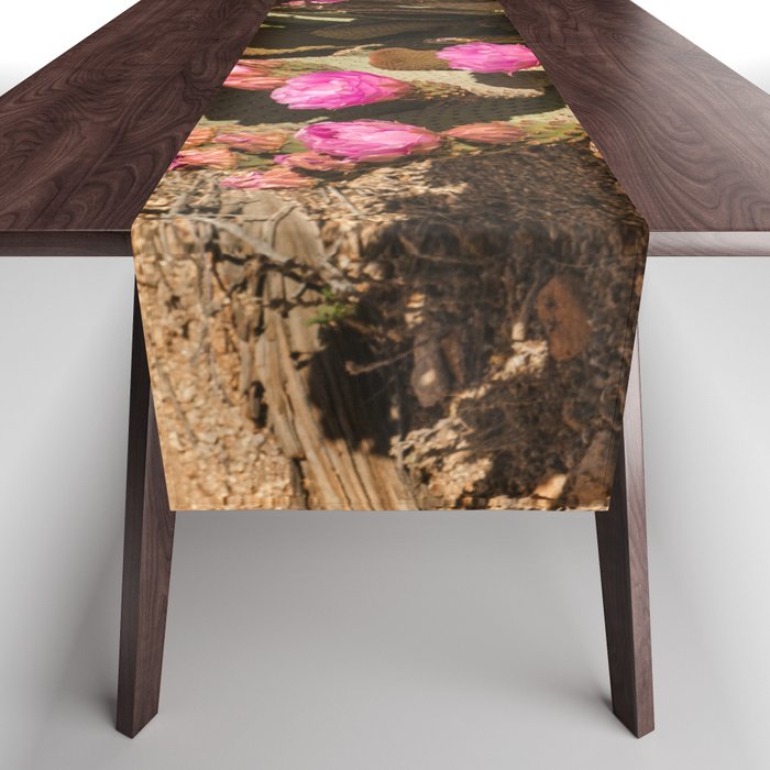 Pink Cactus Flowers Table Runner