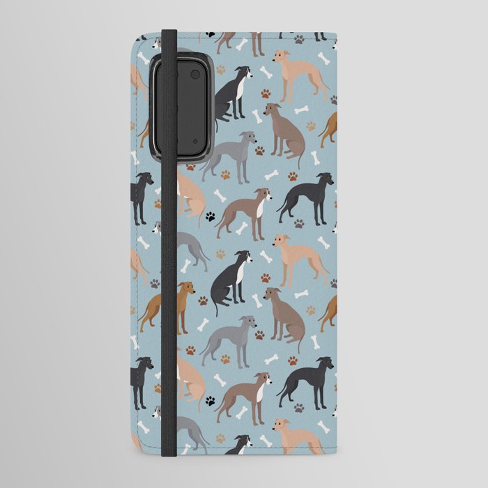 Italian Greyhound Dog Paws and Bones Pattern Android Wallet Case