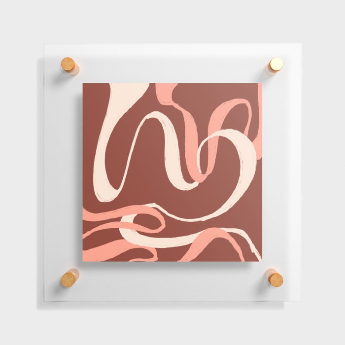 Terracotta Wavy Lines Abstract Floating Acrylic Print