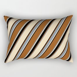 [ Thumbnail: Brown, Light Slate Gray, Tan, and Black Colored Lined/Striped Pattern Rectangular Pillow ]